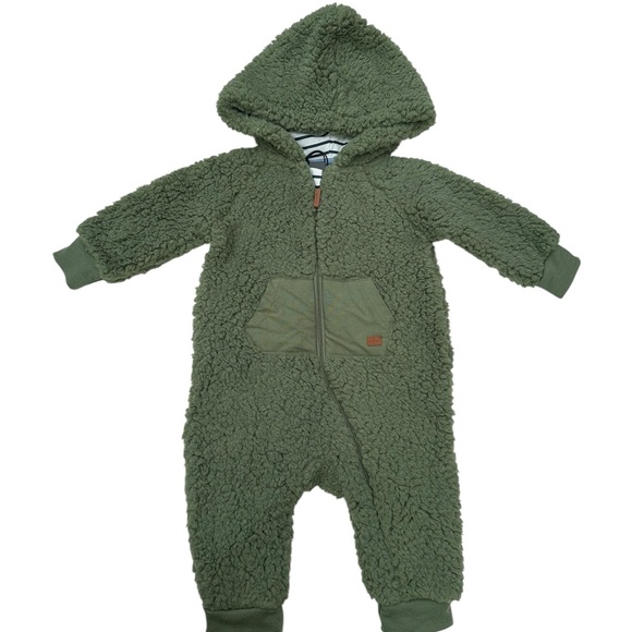 7 For All Mankind Olive Green Hooded Kids Footie - Picture 1 of 4
